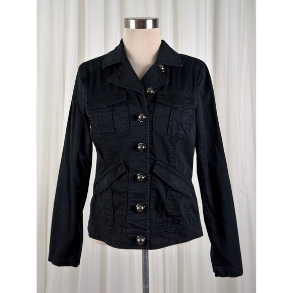 Express Jackets & Blazers - Express Military‎ Utility Button Front Jacket Womens Black Small